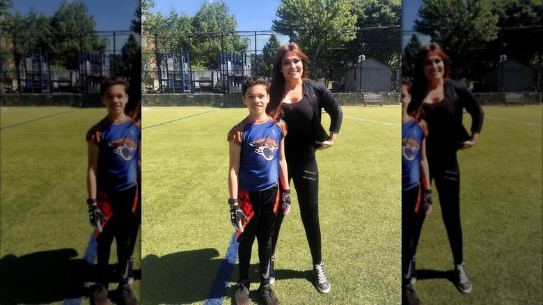 Kimberly Guilfoyle and Ronan Villency at flag football game