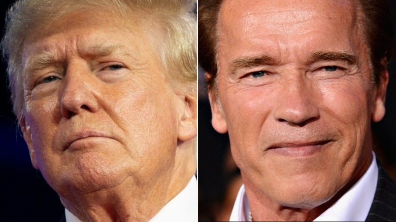 Arnold Schwarzenegger and Donald Trump, split image