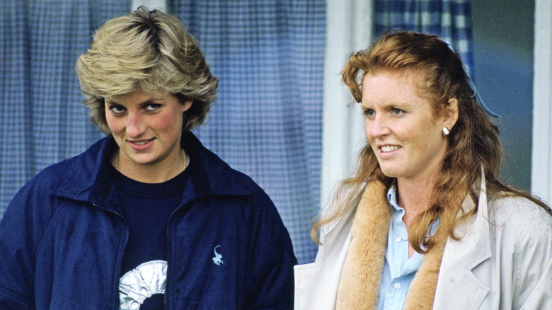 Princess Diana and Sarah Ferguson smiling