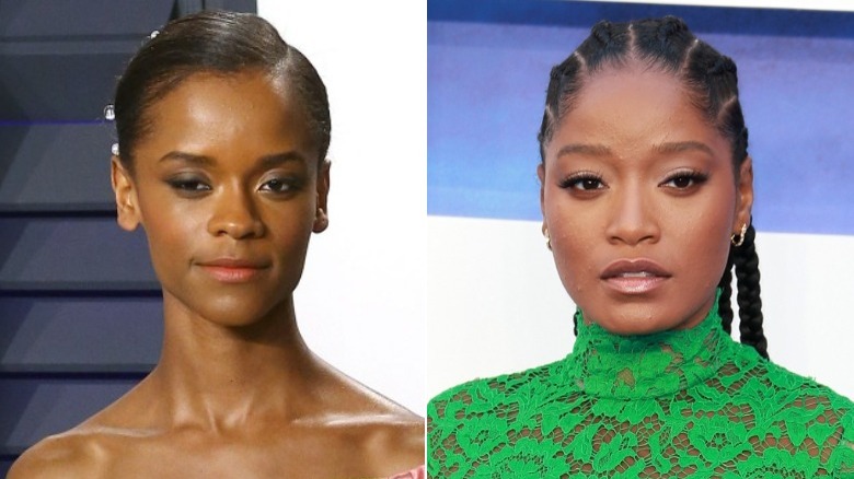 A composite image of Letitia Wright and Keke Palmer on the red carpet