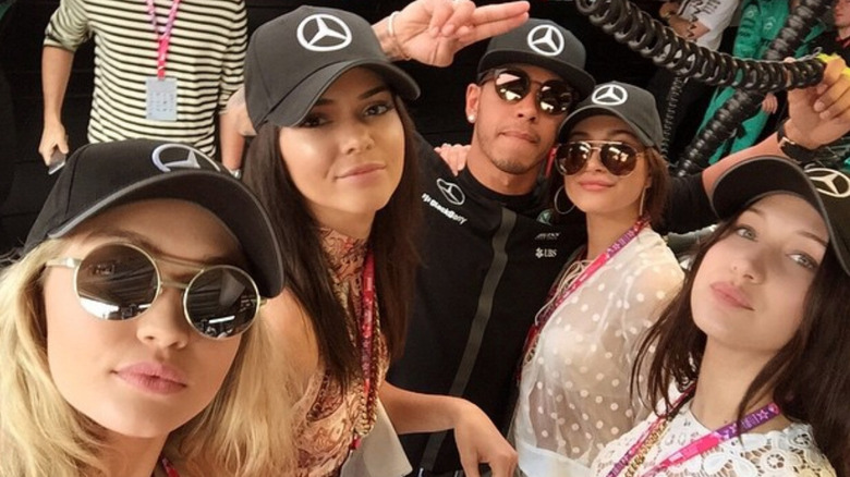 Kendall Jenner and Lewis Hamilton group selfie 