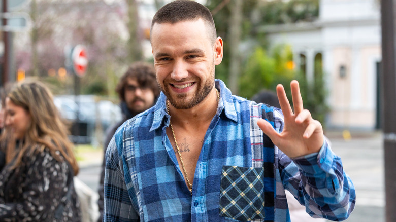 Liam Payne peace sign