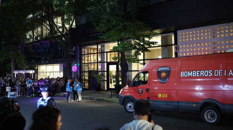 Ambulance outside hotel in Buenos Aires