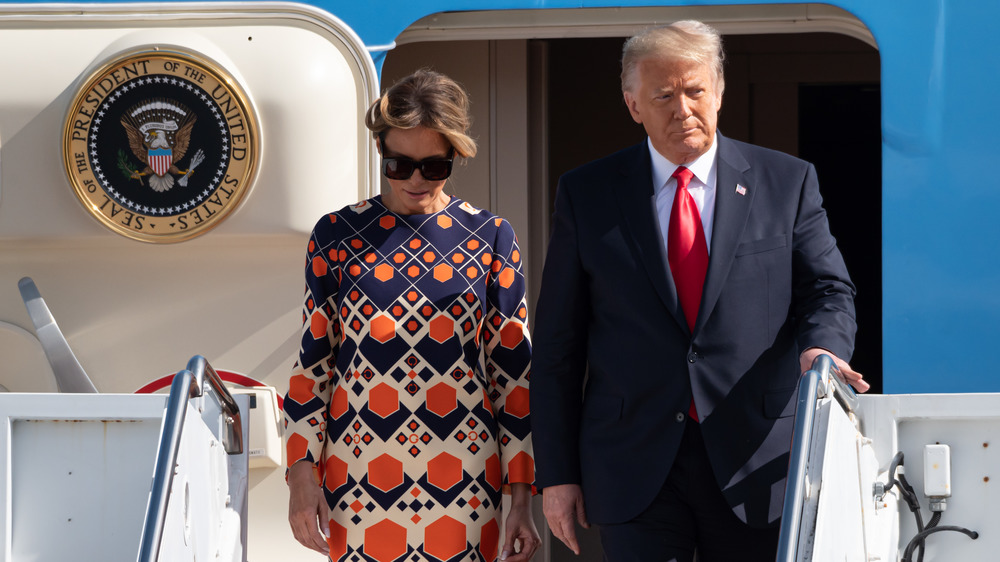 Donald and Melania Trump leaving Air Force One