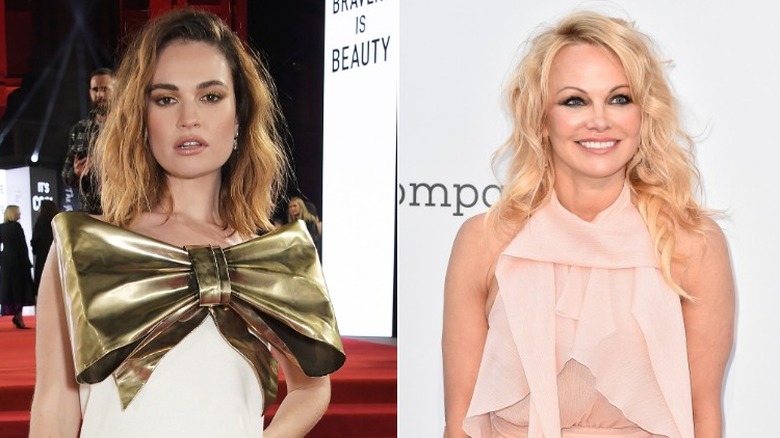 Lily James and Pamela Anderson side by side