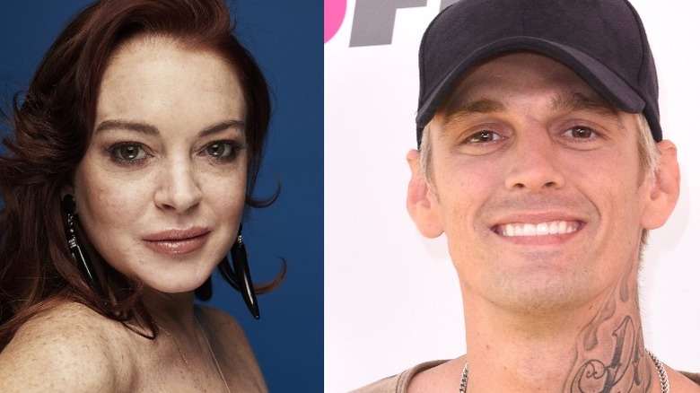 Lindsay Lohen and Aaron Carter pictured side by side 