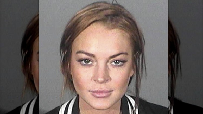 Lindsay Lohan brown hair mugshot