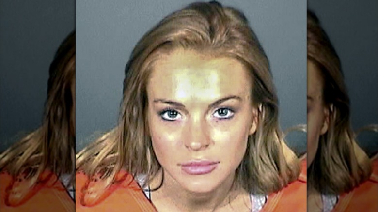 Lindsay Lohan brown hair mugshot