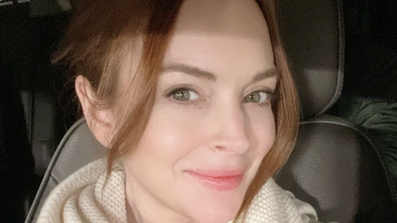 Lindsay Lohan heading into work selfie 