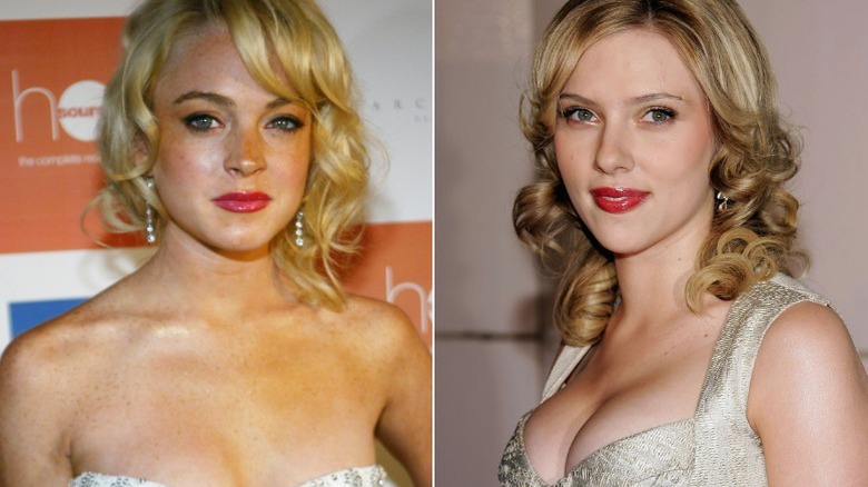 Lindsay Lohan pouting, Scarlett Johansson posing