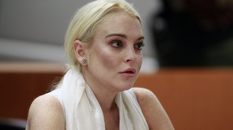 Lindsay Lohan looking shocked in court