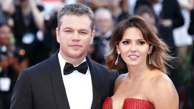 Matt Damon, Luciana Barroso attending premiere