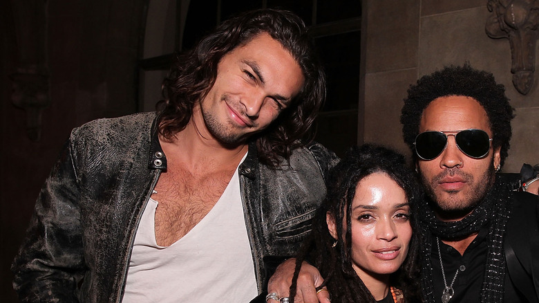 Jason Momoa, Lisa Bonet and Lenny Kravitz posing together