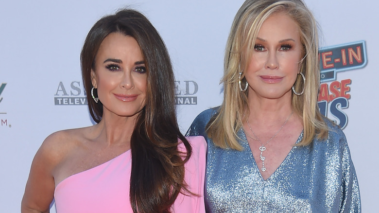 Kyle Richards and Kathy Hilton smile on the red carpet