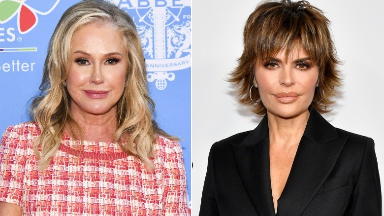 Kathy Hilton and Lisa Rinna posing split image