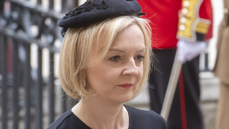 Liz Truss in an all-black outfit