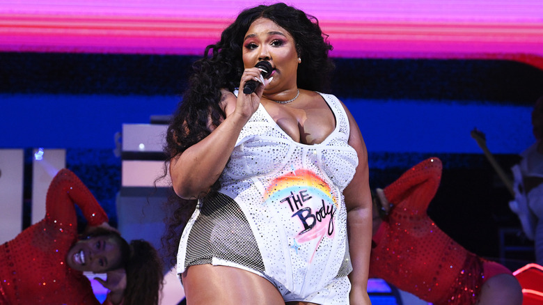 Lizzo performing on stage