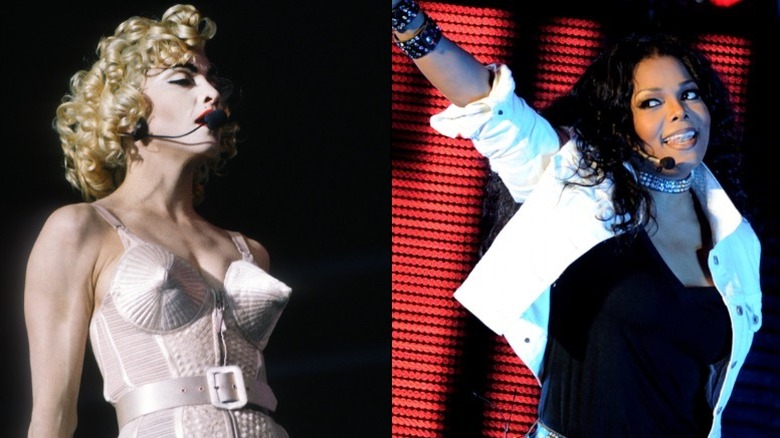 Madonna and Janet Jackson performing on stage