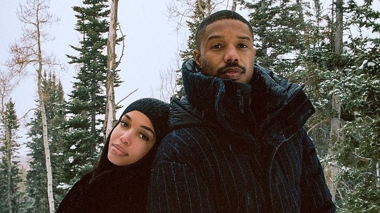 Lori Harvey with Michael B Jordan in the snow