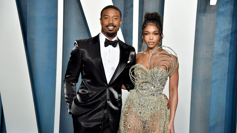 Michael B. Jordan and Lori Harvey posing