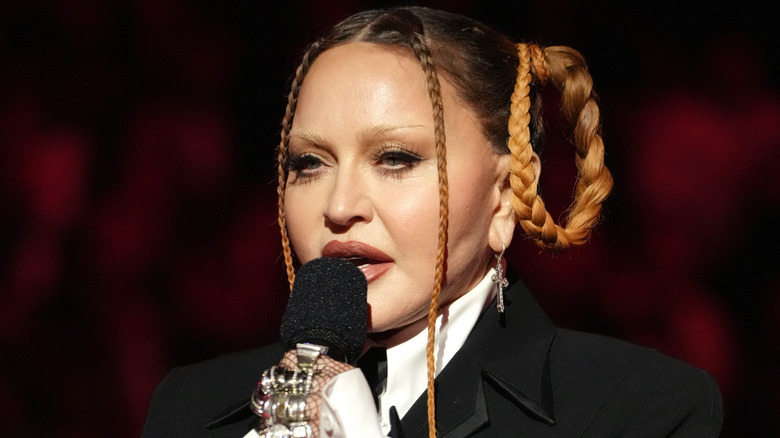 Madonna speaking at the Grammys 2023