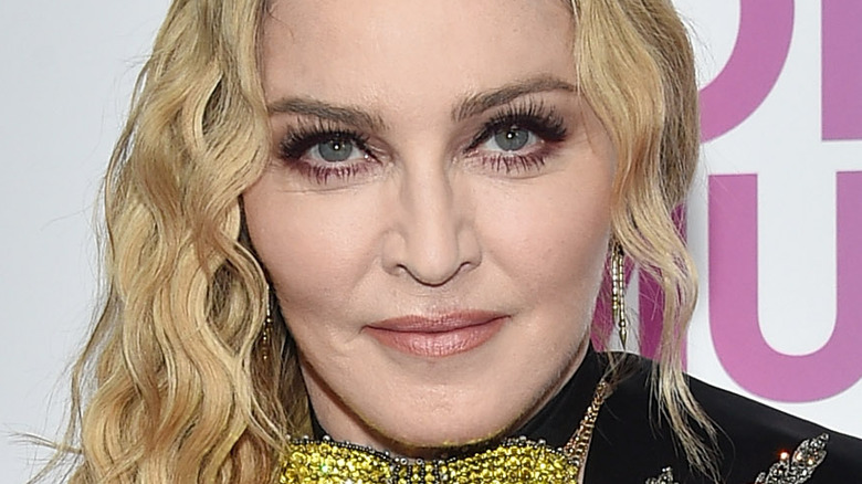 Madonna posing on a red carpet