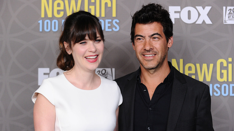 Zooey Deschanel laughing, Jacob Pechenik smiling