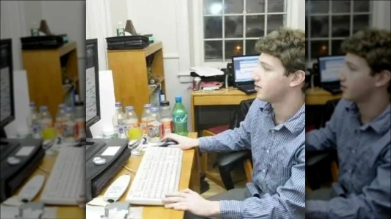 Young Mark Zuckerberg at computer