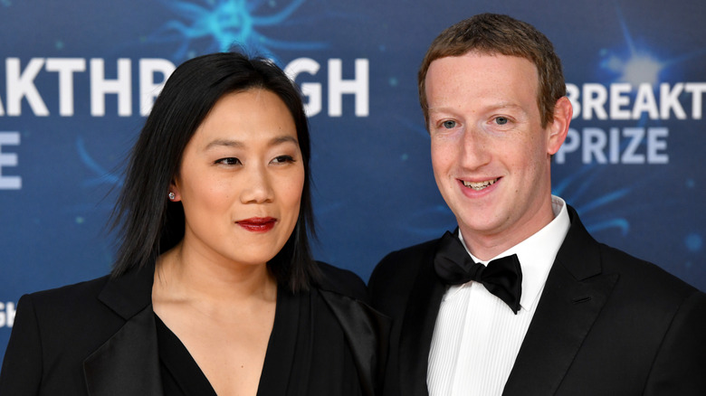 Mark Zuckerberg and Priscilla Chan at a red carpet event