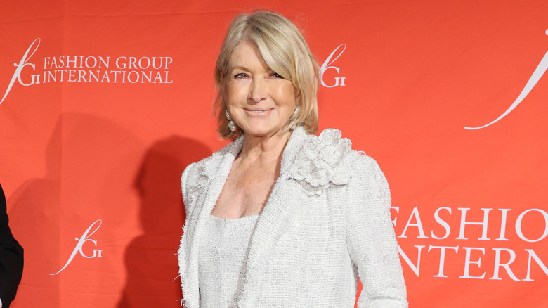 Martha Stewart in white blazer and dress