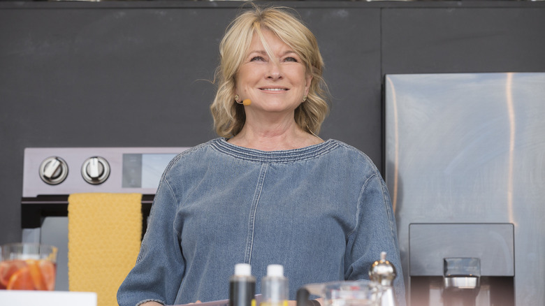 Martha Stewart smiles on a cooking set in Napa Valley in 2017