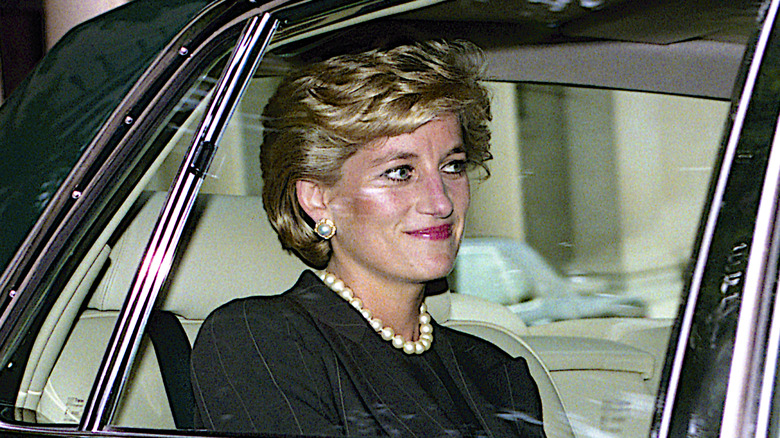 Princess Diana riding in car