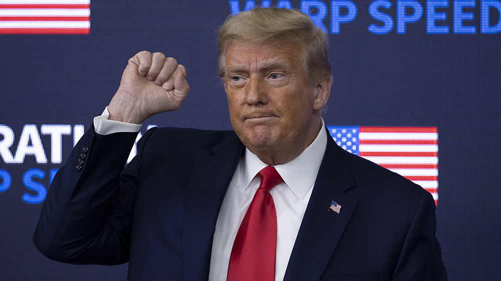 Donald Trump with his fist raised
