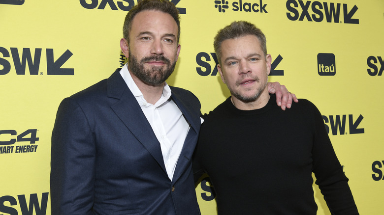 Ben Affleck and Matt Damon pose 