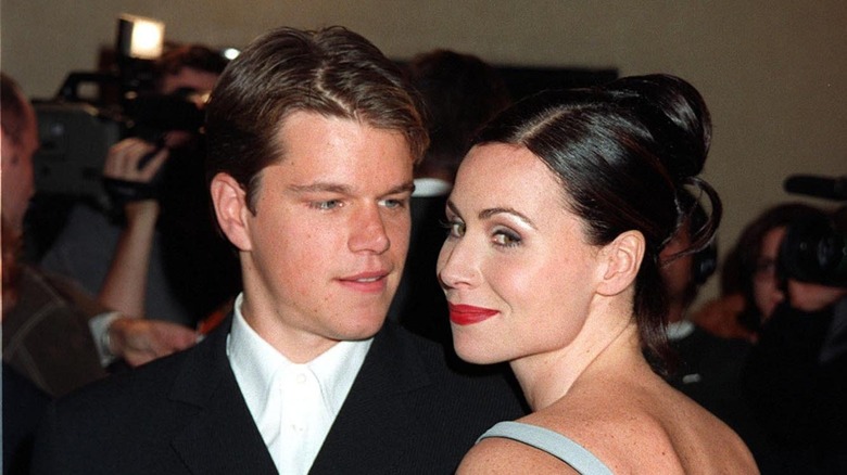 Matt Damon looking at  Minnie Driver