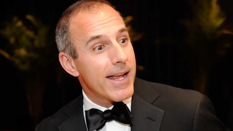 Matt Lauer in tuxedo looking surprised