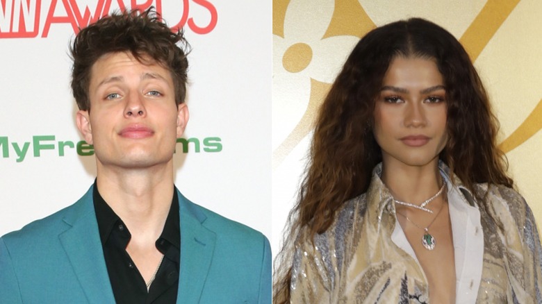 Matt Rife and Zendaya posing split image