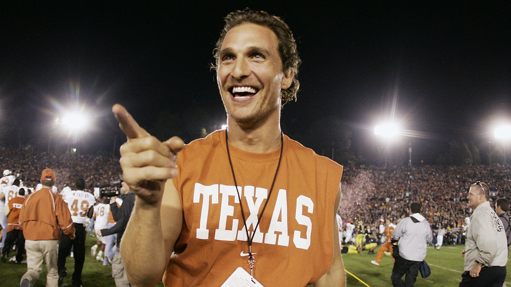 Matthew McConaughey smiling at the Rose Bowl
