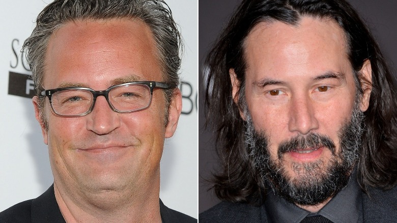 Matthew Perry and Keanu Reeves smiling