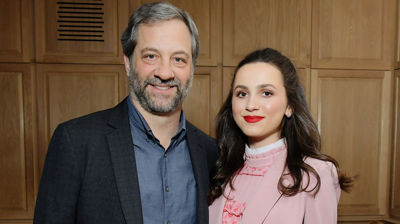 Maude and Judd Apatow pose 