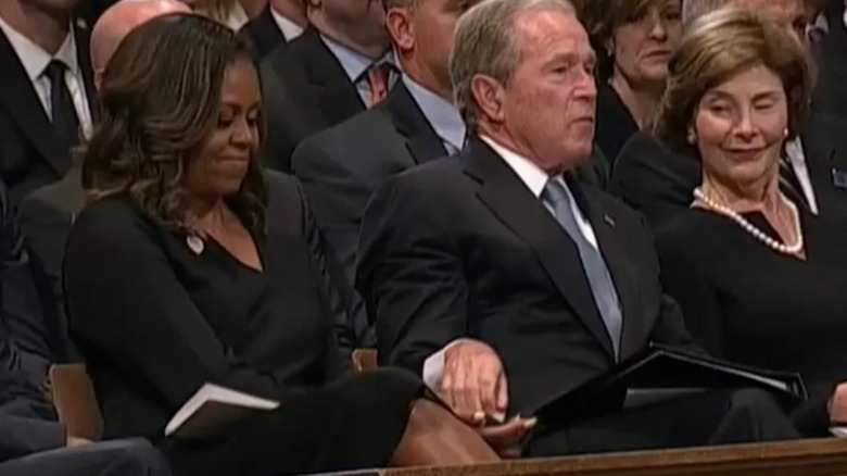 Michelle Obama with George W Bush