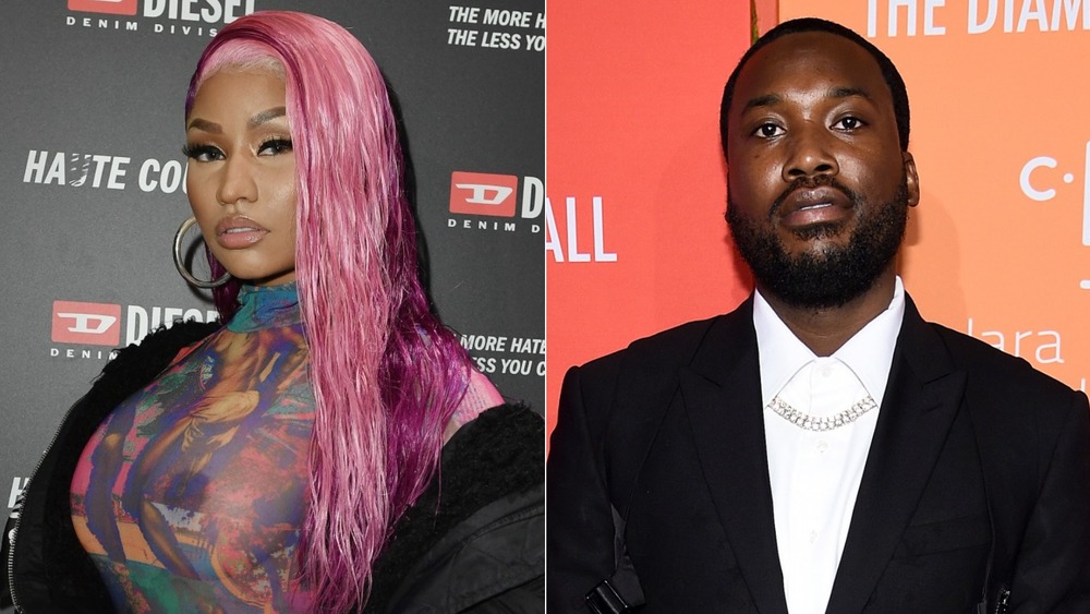 Nicki Minaj and Meek Mill staring at camera