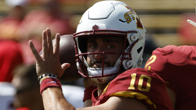 Blake Clark holding a football