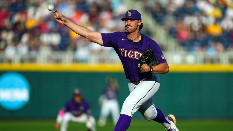 Paul Skenes catching a baseball