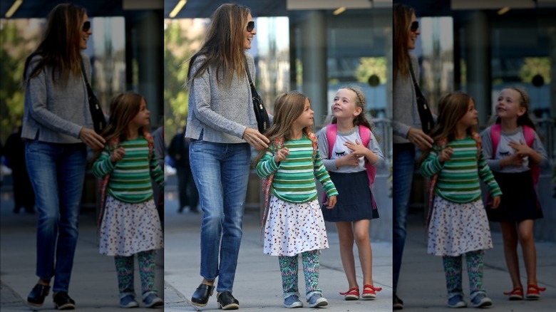 Sarah Jessica Parker outdoors with daughters