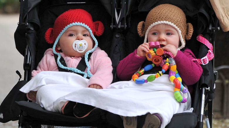 Tabitha and Loretta Broderick in stroller