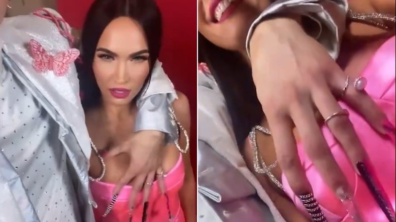 Machine Gun Kelly touching Megan Fox's breast