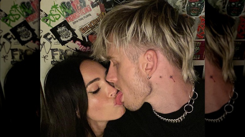 Megan Fox and Machine Gun Kelly with tongue out