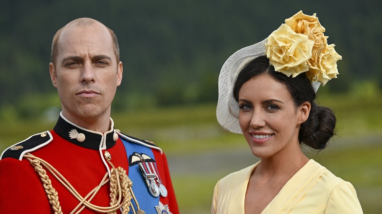 Jordan Whalen as Prince William and Laura Mitchell as Kate Middleton in Harry & Meghan: Escaping the Palace on Lifetime