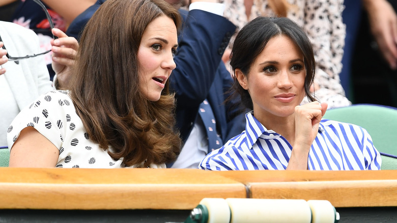 Kate Middleton, Meghan Markle talking